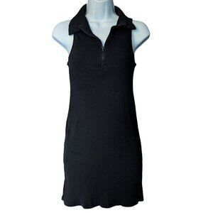 Wild Fable Dress Black Ribbed Knit Polo Collar Sleeveless Mini Womens Size Large